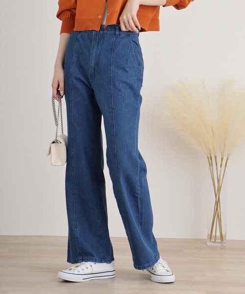 UNPLANNED DAYS センターシームフレアデニムパンツ（デニムパンツ