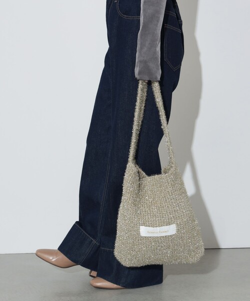 BEAMS HEART(ビームスハート)の「ラメ ロゴ ニットバッグ(トートバッグ・レディース・ブラック/ピンク/ゴールド・ONE SIZE)」の3枚目の写真