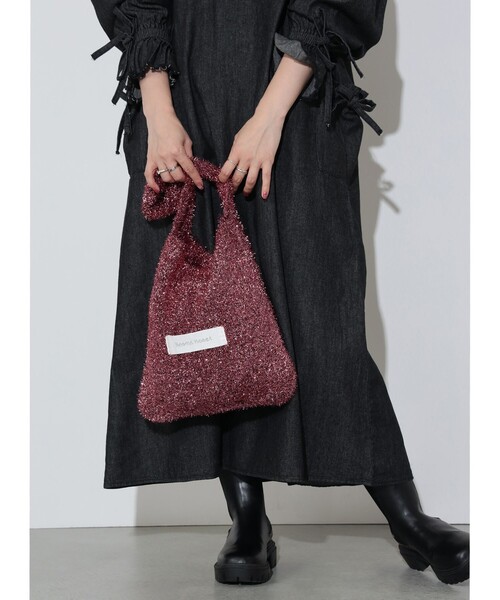 BEAMS HEART(ビームスハート)の「ラメ ロゴ ニットバッグ(トートバッグ・レディース・ブラック/ピンク/ゴールド・ONE SIZE)」の19枚目の写真