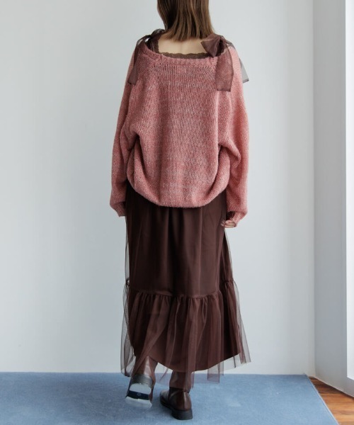 flower(フラワー)の「スパークルニットカーディガン(ニット/セーター・レディース・ホワイト/グレー/レッド・FREE)」の6枚目の写真