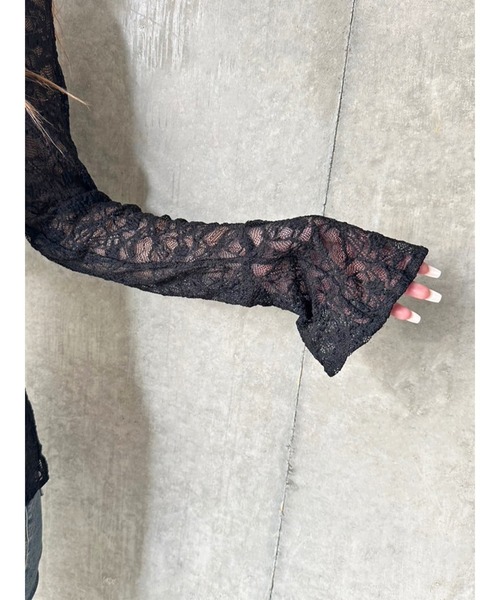 EGOIST（エゴイスト）の「フレアスリーブスリムレースシャツ（シャツ/ブラウス・レディース・ブラック/カーキ・FREE）」の10枚目の写真