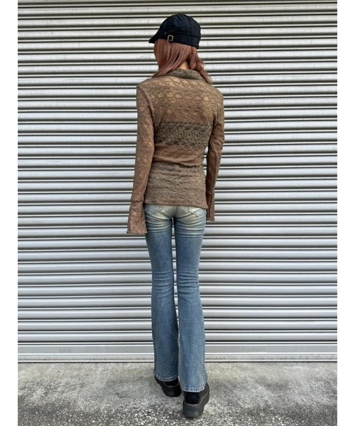 EGOIST（エゴイスト）の「フレアスリーブスリムレースシャツ（シャツ/ブラウス・レディース・ブラック/カーキ・FREE）」の12枚目の写真