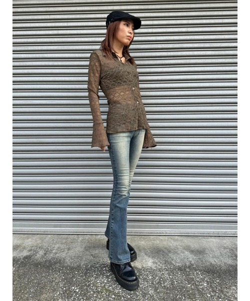 EGOIST（エゴイスト）の「フレアスリーブスリムレースシャツ（シャツ/ブラウス・レディース・ブラック/カーキ・FREE）」の13枚目の写真