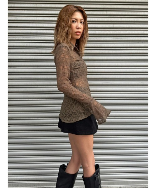 EGOIST（エゴイスト）の「フレアスリーブスリムレースシャツ（シャツ/ブラウス・レディース・ブラック/カーキ・FREE）」の20枚目の写真