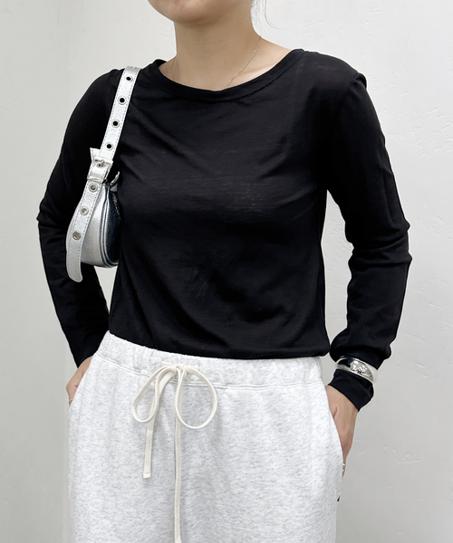 U by SPICK&SPAN(ユーバイスピックアンドスパン)の「≪追加≫C/NY シアートップス(Tシャツ/カットソー・レディース・ブルー/ブラック/アイボリー/ピンク・FREE)」の20枚目の写真