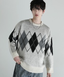 Buyer's Select/モヘアタッチマルチカラークルーネックニット
