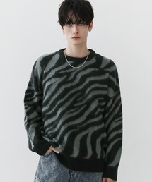 Buyer's Select/モヘアタッチマルチカラークルーネックニット