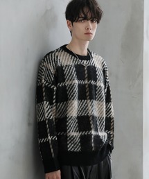 Buyer's Select/モヘアタッチマルチカラークルーネックニット