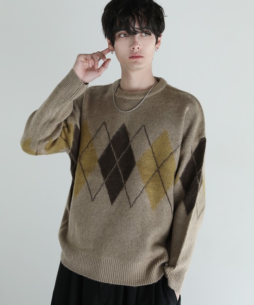 セール】Buyer's Select/モヘアタッチマルチカラークルーネックニット