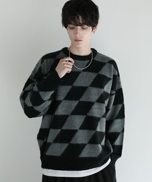 BLACKWEIRDOS ゼブラ柄 クルーネック トレーナー bvb-233158-bkgy.jpg