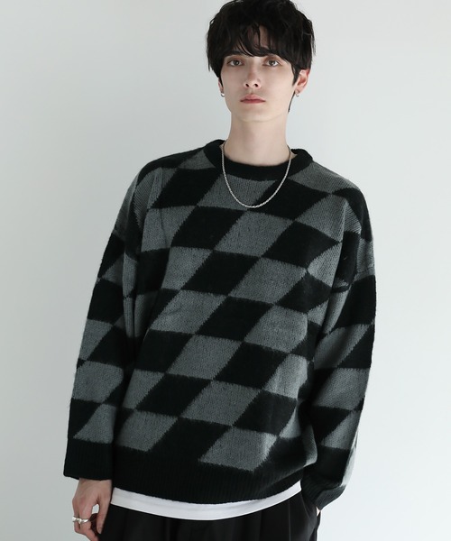 セール】Buyer's Select/モヘアタッチマルチカラークルーネックニット