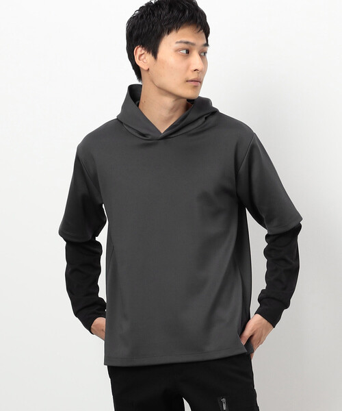 COMME CA ISM（コムサイズム）の「ミリタリー フェイクレイヤード フードパーカー（パーカー・メンズ・チャコール/ブラック・MEDIUM/LARGE）」の2枚目の写真