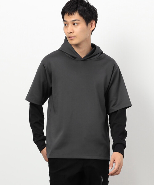 COMME CA ISM（コムサイズム）の「ミリタリー フェイクレイヤード フードパーカー（パーカー・メンズ・チャコール/ブラック・MEDIUM/LARGE）」の5枚目の写真