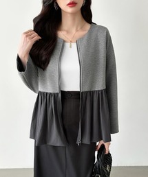 COCOMOMO（ココモモ）の「ペプラム ノーカラーブルゾン ジップアップジャケット（ブルゾン）」