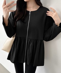 COCOMOMO（ココモモ）の「ペプラム ノーカラーブルゾン ジップアップジャケット（ブルゾン）」