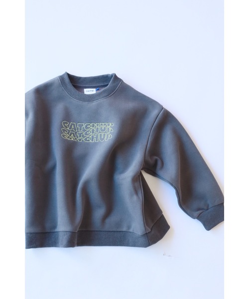 Catchup(ケチャップ)の「【Catchup】レタリング刺繍 裏起毛スウェット(大人サイズ)(Tシャツ/カットソー・レディース・ライトグレー/グリーン/チャコールグレー・XS/S/L/XL/M)」の2枚目の写真