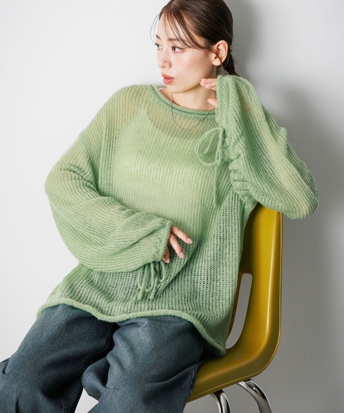 LAKOLE（ラコレ）の「モヘアライクシャーリングプルオーバー / 144445（ニット/セーター・レディース・チャコールグレー/ピンク/グリーン/アイボリー・FREE）」の3枚目の写真