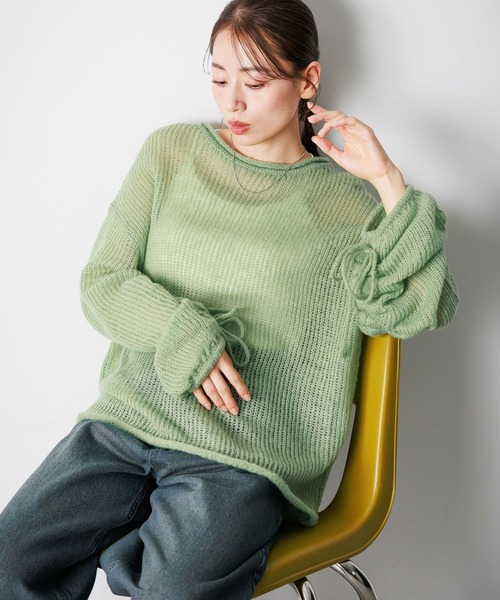 LAKOLE（ラコレ）の「モヘアライクシャーリングプルオーバー / 144445（ニット/セーター・レディース・チャコールグレー/ピンク/グリーン/アイボリー・FREE）」の8枚目の写真