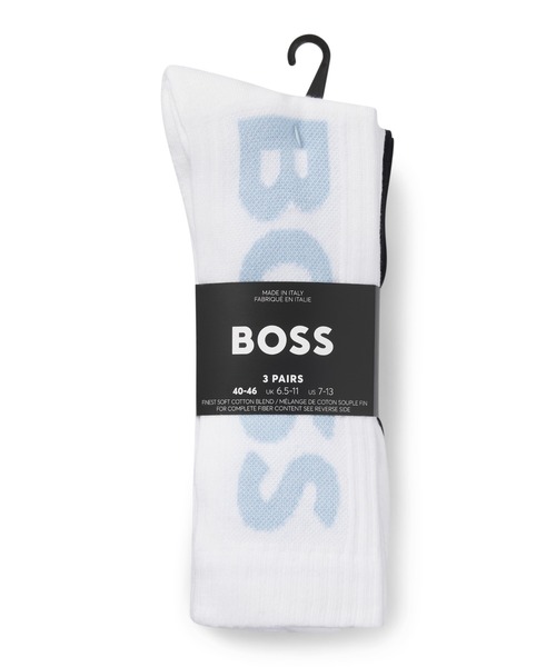 3パック コットンブレンド BOSSロゴ クオーターレングス ソックス（ソックス/靴下）｜BOSS（ボス）