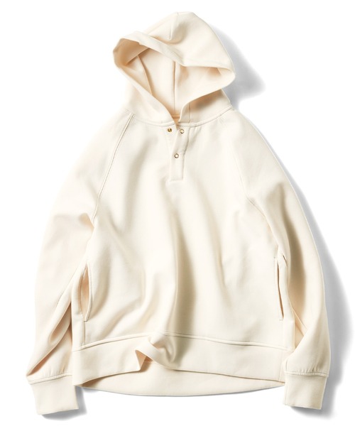 IEDIT（イディット）の「ＩＥＤＩＴ　小森美穂子さんコラボ　ダンボールカットソー素材のフロントスナップフーディープルオーバー〈アイボリー〉（パーカー・レディース・アイボリー・MEDIUM/X-LARGE/LARGE/XX-LARGE/SMALL）」の7枚目の写真
