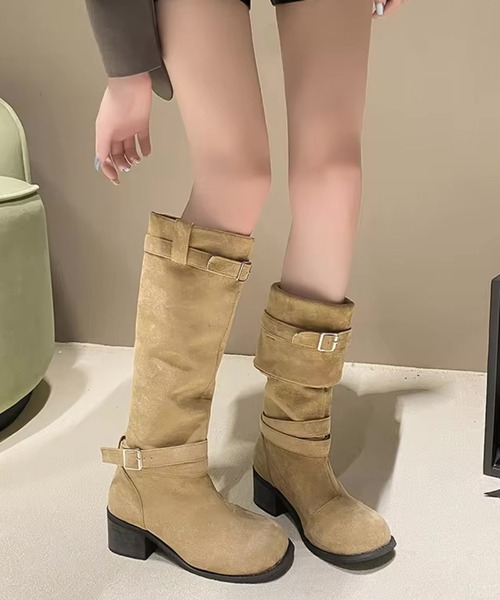 Port（ポート）の「【 antique andico / アンティーク アンディコ 】 スエード ベルト ロングブーツ / ミディアムブーツ #_（ブーツ・レディース・ブラック/ベージュ・M/L）」の12枚目の写真