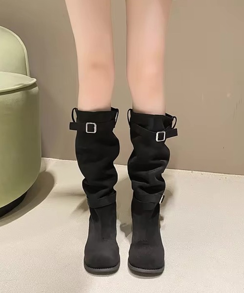 Port（ポート）の「【 antique andico / アンティーク アンディコ 】 スエード ベルト ロングブーツ / ミディアムブーツ #_（ブーツ・レディース・ブラック/ベージュ・M/L）」の8枚目の写真