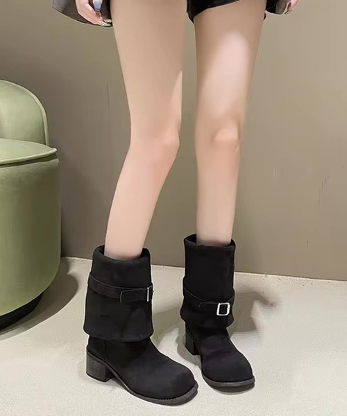 Port（ポート）の「【 antique andico / アンティーク アンディコ 】 スエード ベルト ロングブーツ / ミディアムブーツ #_（ブーツ・レディース・ブラック/ベージュ・M/L）」の9枚目の写真