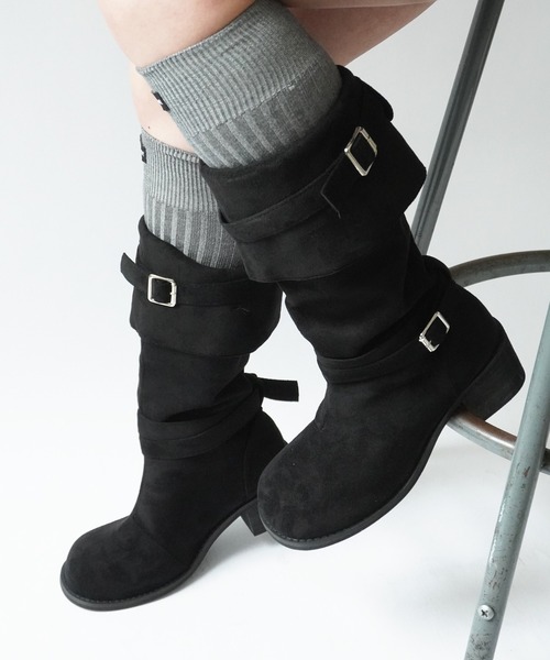 Port（ポート）の「【 antique andico / アンティーク アンディコ 】 スエード ベルト ロングブーツ / ミディアムブーツ #_（ブーツ・レディース・ブラック/ベージュ・M/L）」の3枚目の写真