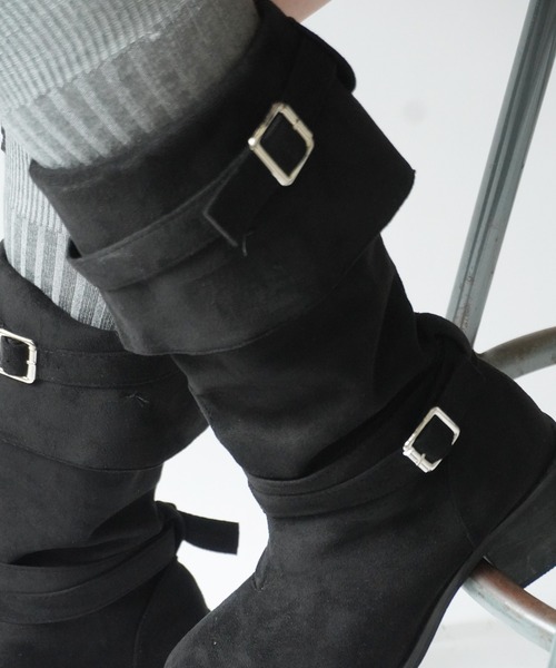 Port（ポート）の「【 antique andico / アンティーク アンディコ 】 スエード ベルト ロングブーツ / ミディアムブーツ #_（ブーツ・レディース・ブラック/ベージュ・M/L）」の5枚目の写真