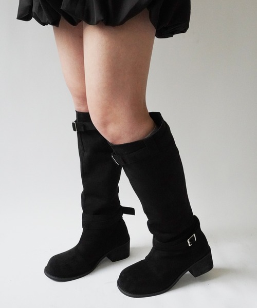 Port（ポート）の「【 antique andico / アンティーク アンディコ 】 スエード ベルト ロングブーツ / ミディアムブーツ #_（ブーツ・レディース・ブラック/ベージュ・M/L）」の6枚目の写真