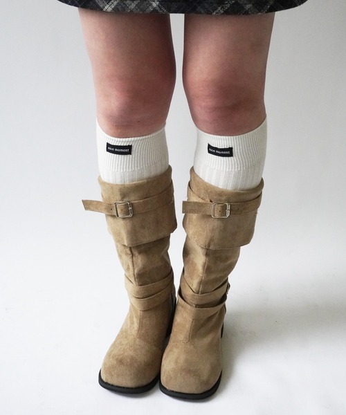 Port（ポート）の「【 antique andico / アンティーク アンディコ 】 スエード ベルト ロングブーツ / ミディアムブーツ #_（ブーツ・レディース・ブラック/ベージュ・M/L）」の7枚目の写真