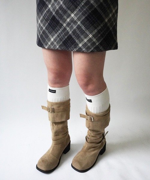 Port（ポート）の「【 antique andico / アンティーク アンディコ 】 スエード ベルト ロングブーツ / ミディアムブーツ #_（ブーツ・レディース・ブラック/ベージュ・M/L）」の16枚目の写真