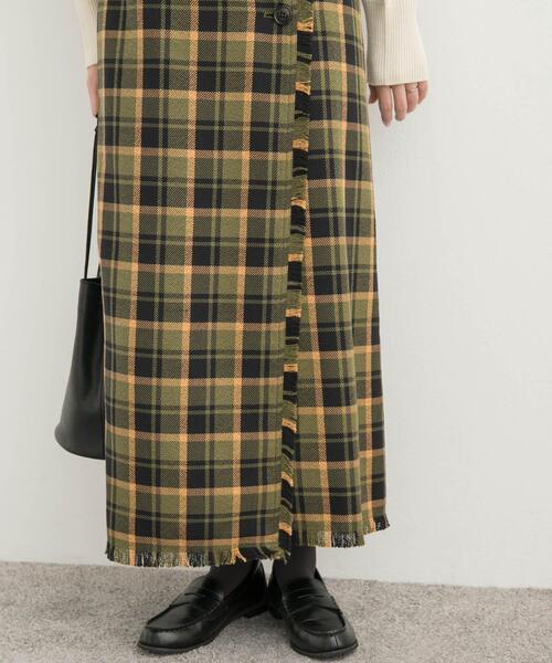 URBAN RESEARCH DOORS(アーバンリサーチドアーズ)の「フリンジチェックラップストレートスカート(スカート・レディース・グリーン系その他/ブラウン系その他・MEDIUM)」の9枚目の写真
