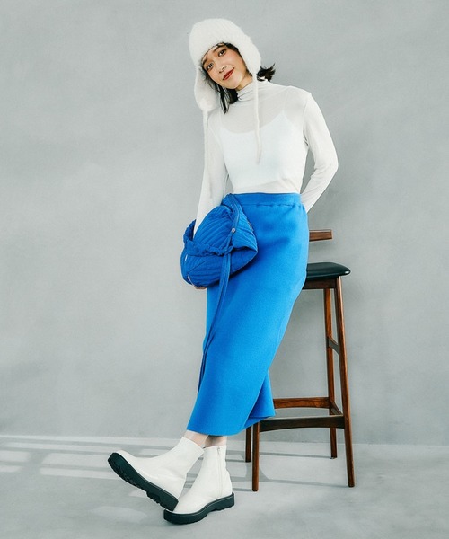 studio CLIP(スタディオクリップ)の「耳当て付きニットワッチ(ニットキャップ/ビーニー・レディース・アイボリー/ブラウン・FREE)」の7枚目の写真