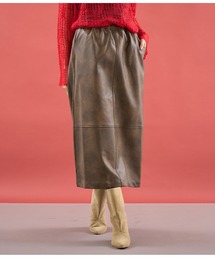 Settimissimo | ヴィンテージ加工レザーライクロングスカート(スカート)