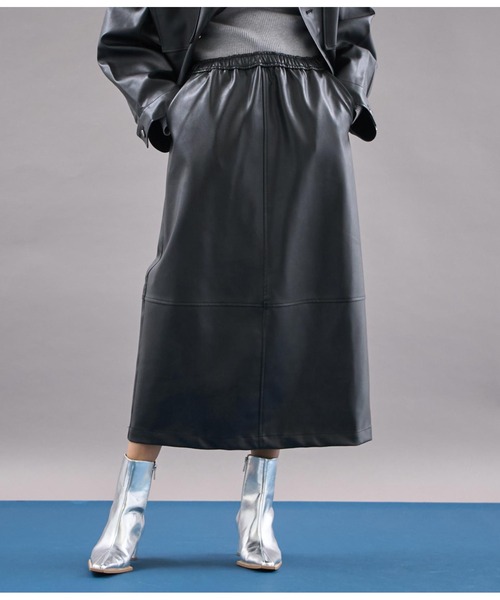 Settimissimo（セッティミッシモ）の「ヴィンテージ加工レザーライクロングスカート（スカート・レディース・ブラウン/ブラック・FREE）」の2枚目の写真
