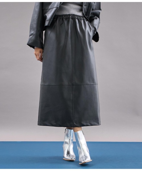 Settimissimo（セッティミッシモ）の「ヴィンテージ加工レザーライクロングスカート（スカート・レディース・ブラウン/ブラック・FREE）」の3枚目の写真