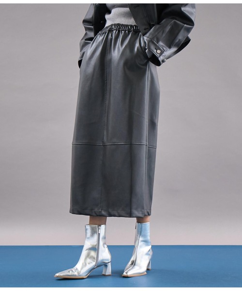 Settimissimo（セッティミッシモ）の「ヴィンテージ加工レザーライクロングスカート（スカート・レディース・ブラウン/ブラック・FREE）」の4枚目の写真