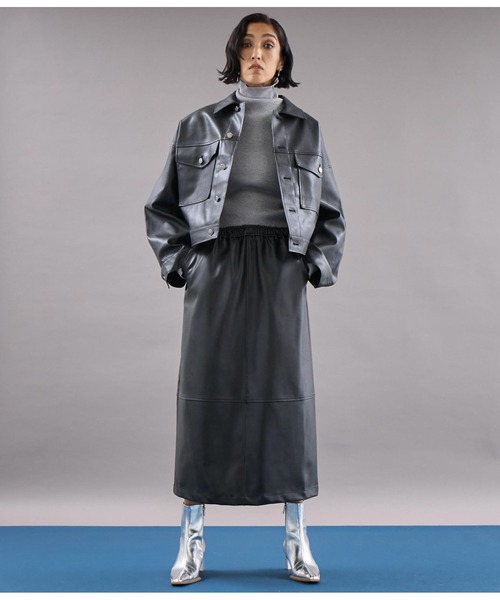 Settimissimo（セッティミッシモ）の「ヴィンテージ加工レザーライクロングスカート（スカート・レディース・ブラウン/ブラック・FREE）」の7枚目の写真