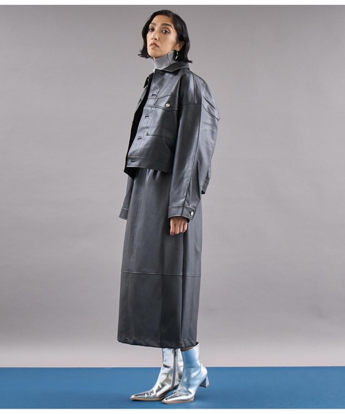 Settimissimo（セッティミッシモ）の「ヴィンテージ加工レザーライクロングスカート（スカート・レディース・ブラウン/ブラック・FREE）」の8枚目の写真