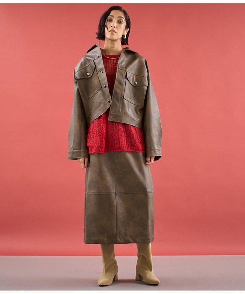 Settimissimo（セッティミッシモ）の「ヴィンテージ加工レザーライクロングスカート（スカート・レディース・ブラウン/ブラック・FREE）」の13枚目の写真