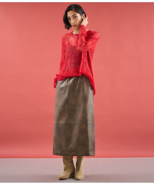 Settimissimo（セッティミッシモ）の「ヴィンテージ加工レザーライクロングスカート（スカート・レディース・ブラウン/ブラック・FREE）」の14枚目の写真