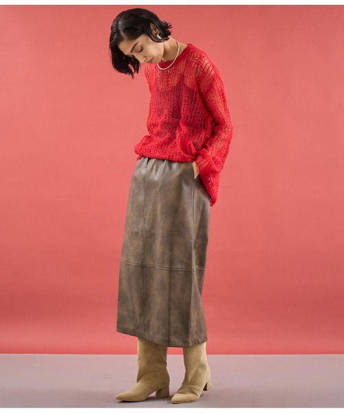 Settimissimo（セッティミッシモ）の「ヴィンテージ加工レザーライクロングスカート（スカート・レディース・ブラウン/ブラック・FREE）」の15枚目の写真