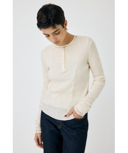 BAPE MOUSSY Henry Neck L/S ホワイト ロンT BAPE X MOUSSY 】HENRY NECK L/S TEE | bape.com