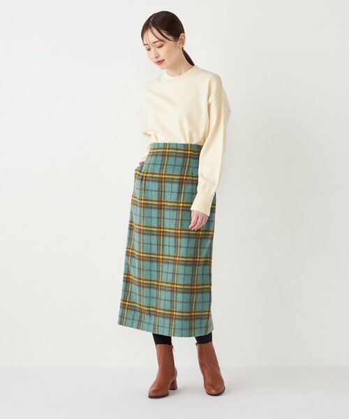 SHIPS Colors(シップス カラーズ)の「SHIPS Colors: 起毛 チェック タイトスカート(スカート・レディース・オレンジ/グリーン/ブラック・SMALL/MEDIUM)」の7枚目の写真