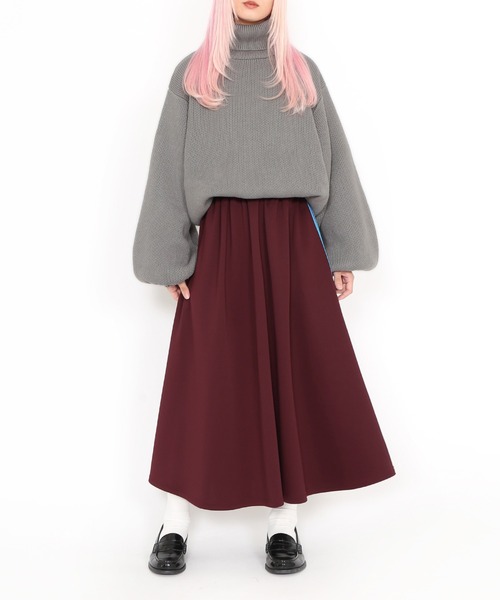 PUNYUS（プニュズ）の「タートルネックオーバーニット（ニット/セーター・レディース・杢グレー/ブラック/イエロー/ピンク・3/4）」の9枚目の写真