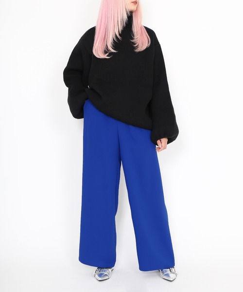 PUNYUS（プニュズ）の「タートルネックオーバーニット（ニット/セーター・レディース・杢グレー/ブラック/イエロー/ピンク・3/4）」の6枚目の写真