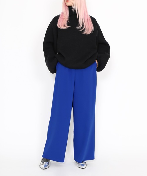 PUNYUS（プニュズ）の「タートルネックオーバーニット（ニット/セーター・レディース・杢グレー/ブラック/イエロー/ピンク・3/4）」の7枚目の写真