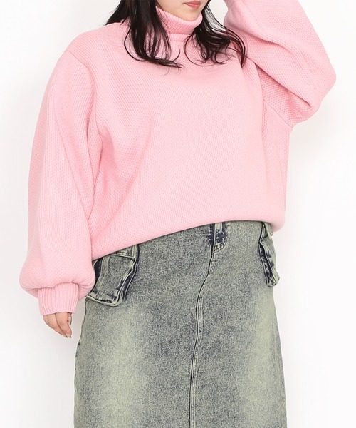 PUNYUS（プニュズ）の「タートルネックオーバーニット（ニット/セーター・レディース・杢グレー/ブラック/イエロー/ピンク・3/4）」の20枚目の写真