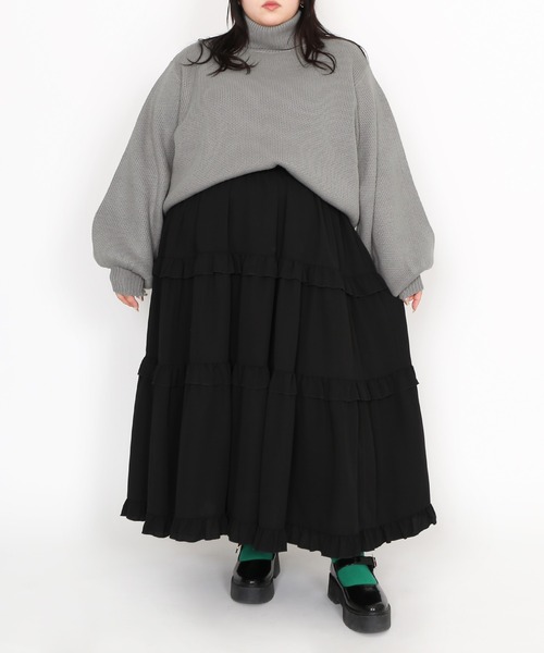 PUNYUS（プニュズ）の「タートルネックオーバーニット（ニット/セーター・レディース・杢グレー/ブラック/イエロー/ピンク・3/4）」の10枚目の写真